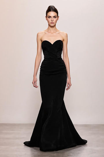 Robe de soirée sirène en velours noir